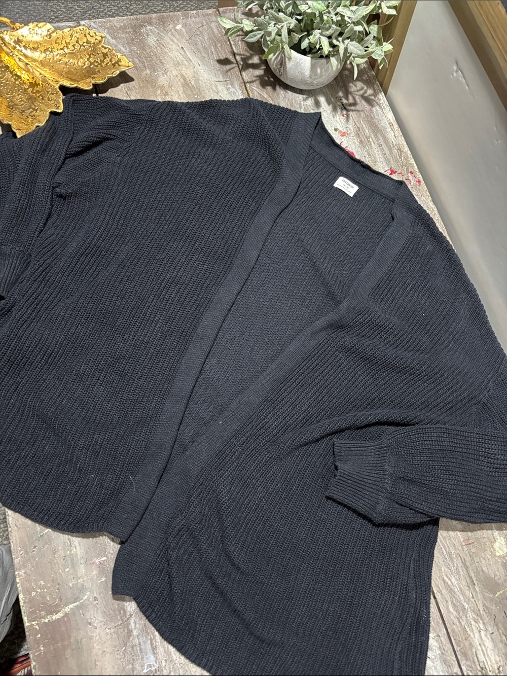 Cotton On Black Open-Front Knit Cardigan